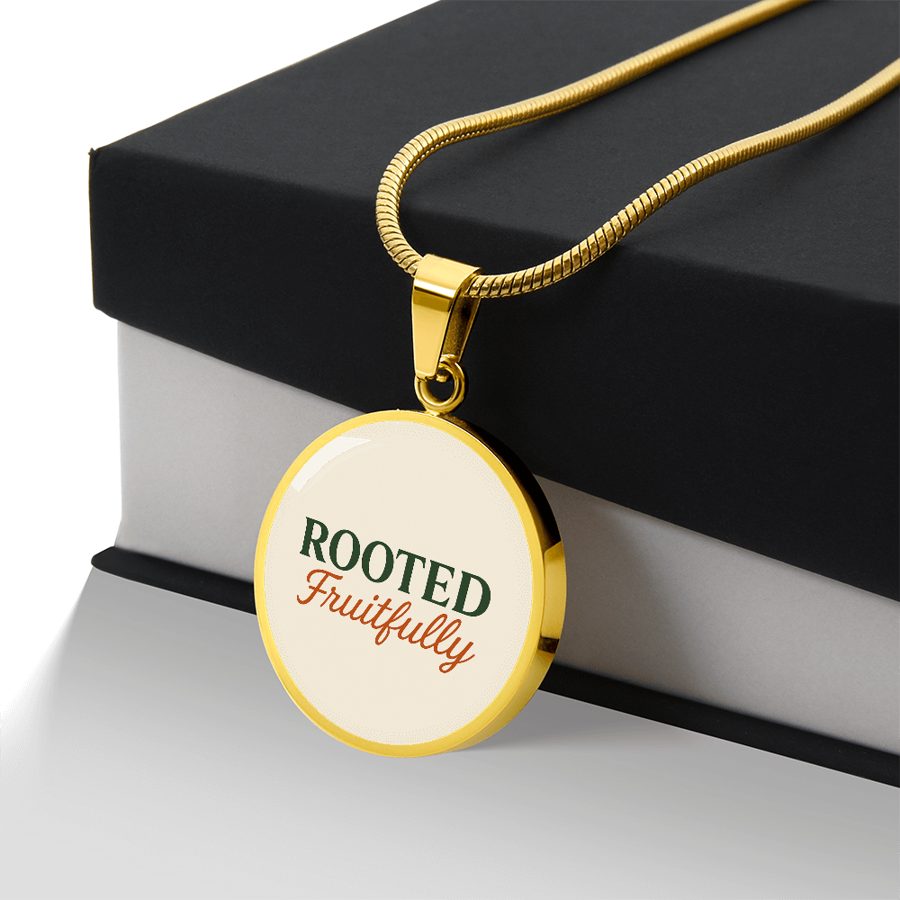 Hurry and get this Rooted Fruitfully round surgical steel necklace that looks great for all occasions, you be the judge.