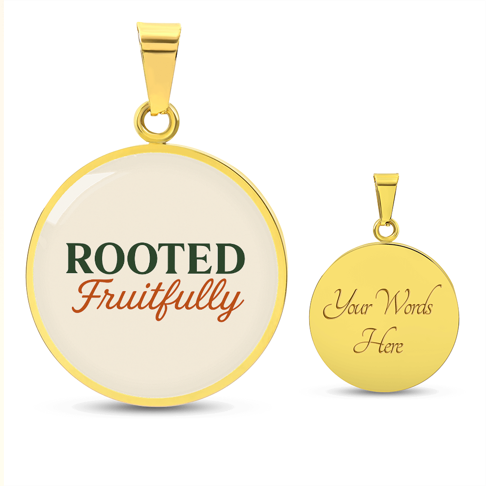 Hurry and get this Rooted Fruitfully round surgical steel necklace that looks great for all occasions, you be the judge.