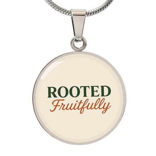 Hurry and get this Rooted Fruitfully round surgical steel necklace that looks great for all occasions, you be the judge.